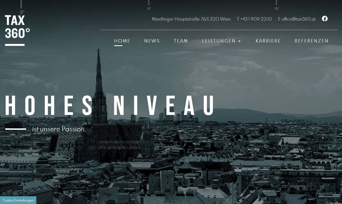 TAX 360° Steuerberatungsgesellschaft m.b.H. Screenshot Desktop